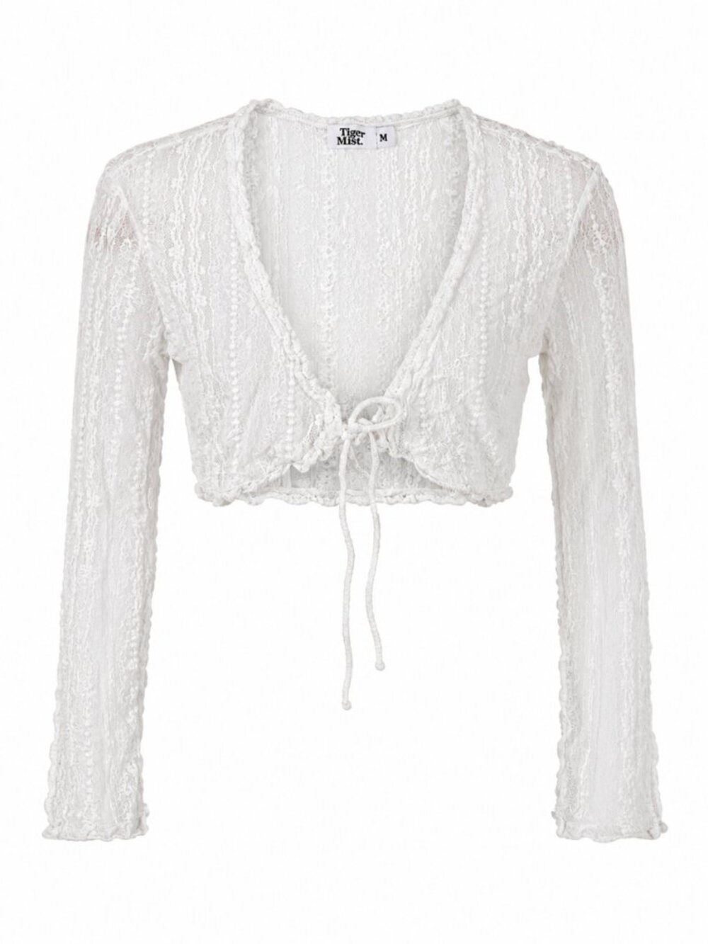 🌷 2/15 Tiger Mist Lace Tie Front Cropped Bolero Cardigan Size Medium